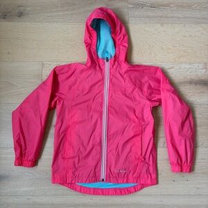 LL Bean Kids Rain Jacket Pink Hooded Lightweight Windbreaker Youth Size 10*N2